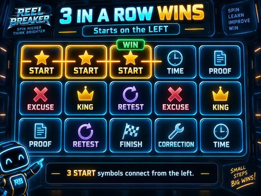 3 IN A ROW WINS Reel Breaker matching example.