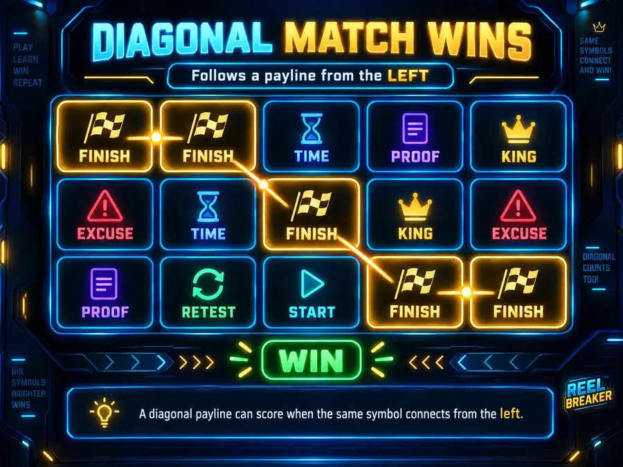DIAGONAL MATCH WINS Reel Breaker matching example.